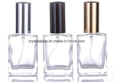 B050-30ml Square Shape Flat Glass Perfume Bottle Mist Spray Bottle