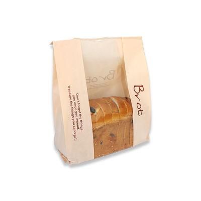Wholesale Custom Design Printed Bakery Packaging Kraft Paper Bread Bag with Window