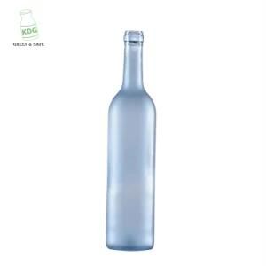 Customized Glassware Light Blue Frosted Bordeaux Glass Wine Bottles 500ml for Liquor