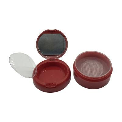 Empty Round Plastic Loose Powder Case with Sifter Empty Makeup Powder Case with Puff