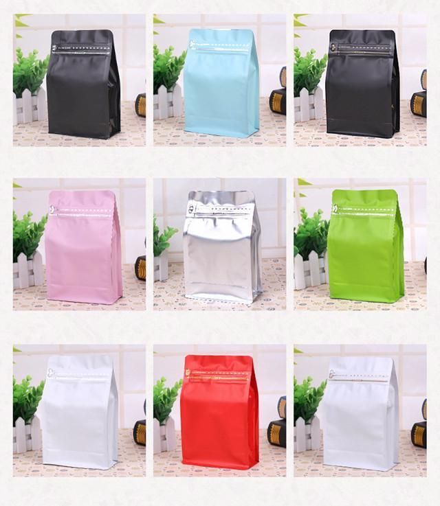 Ready to Ship Standing up Flat Bottom Coffee Beans Plastic Packaging Bag