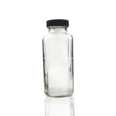 60ml 250ml 350ml 500ml Square Shaped Glass Milk Coffee Bottle with Plastic and Metal Caps