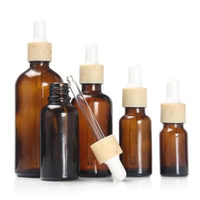 Cosmetic Stock 10ml 15ml 20ml 30ml 50ml Skincare Essential Hair Oil Bottle Frosted Clear Glass Bamboo Serum Bottles