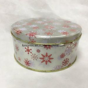 Popular Christmas Design Food Grade Round Empty Tin Box for Cookie Packaging