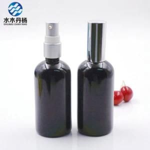 100ml Black Coated Essential Oil Glass Bottle with Silver Pump Sprayer