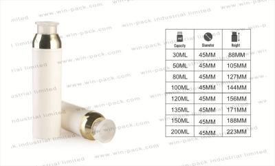 50ml 30ml Airless Cosmetic Bottle with Gold Sleeve