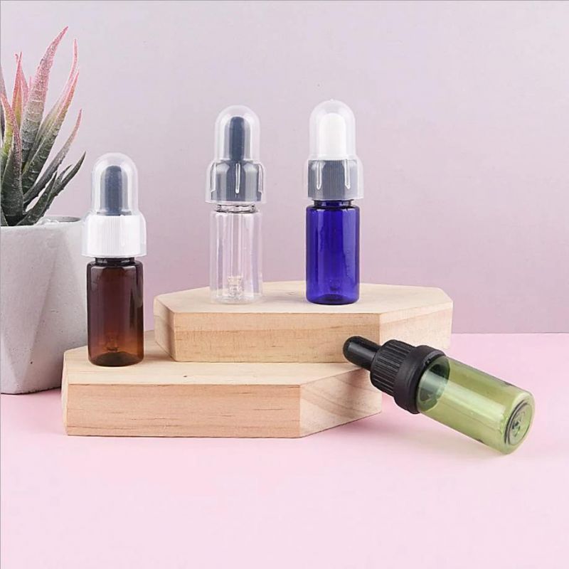 Cosmetics Plastic Bottles 50ml 30ml Flat Shoulder Round Shape Clear Frosted Serum Glass Dropper Bottle