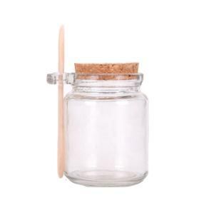 Clear Transparent Matte Frosted Storage Jar 250ml 8oz Bath Salts Glass Jar Bottle Container with Wood Cork Lid and Spoon