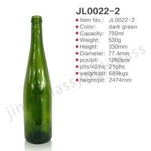 Dark Green Color 750ml Wine Bottle and Champagne Glass Bottle