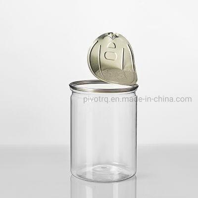 680ml Clear Pet Can with Easy Open End for Snacks Food Nuts