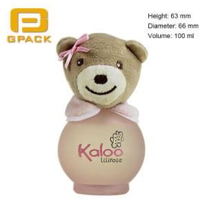 Bear Doll Perfume Bottle Pink Frosted Ball Shape Perfume Bottle with Cloth Lid Bottles and Glasses Perfume Sample Bottle for Sale