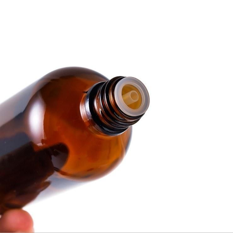 Amber Glass Bottle for Essential Oil with Plastic Child Proof Cap and Hole Inner Plug
