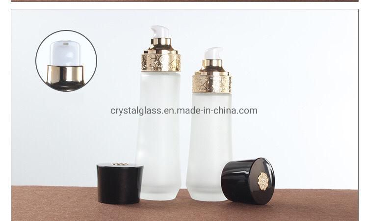 Refillable Cosmetic Containers Set Bottle with Black Caps with Gold Line