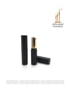 Elegant Oblique Mouth Shape Makeup Packaging Black Matte Lipstick Tube