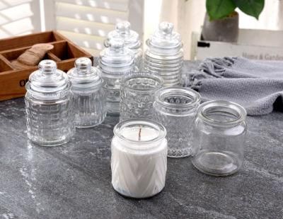 300ml Diagonal Stripe Glass Candle Jar for Food Package