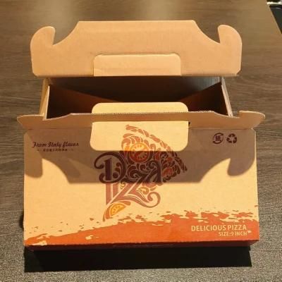 Square Pizza Box Disposable Biodegradable Customied Paper Pizza Box with Handle