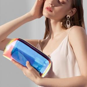 Wholesale Luxury TPU PVC Holographic Laser Travel Makeup Pouch Clear Transparent Cosmetic Storage Wash Bag