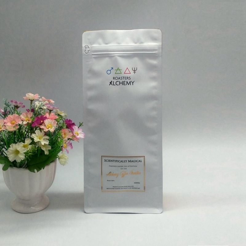 400g Coffee Packing Bag Matte Black Plastic Flat Bottom Coffee Packing Bags with Valve