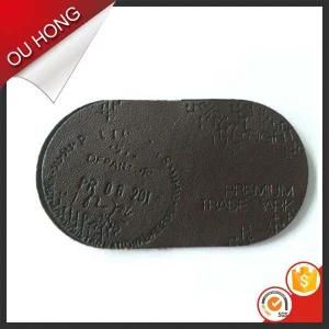 High Quality Laser Cut Black Thin PU Faux Leather Label for Handbags