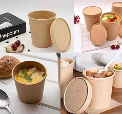 Biodegradable Leakproof Microwave Takeout Hot Paper Soup Ice Cream Cup with Lids