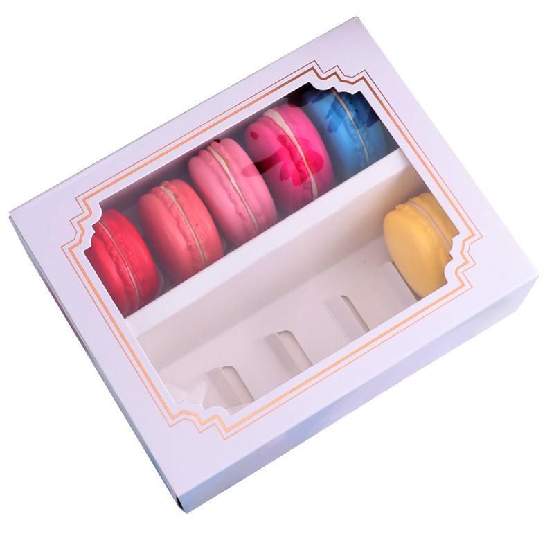 Wholesale Custom 10 Unites Macaron Container Box for Macaron Food Takeaway Packaging Paper Box