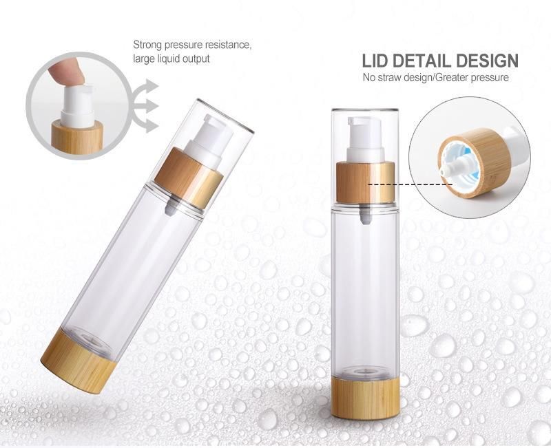 15ml 30ml 50ml Cosmetic Packaging Pump Airless as Bamboo Bottle for Serum