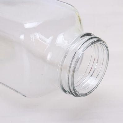 350ml Wide Mouth Square Glass Bottle with Screw Lid for Milk and Beverage Packing