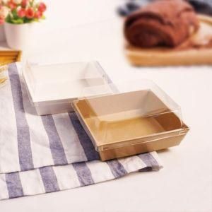 Heat Resistant Paper Bottom Transparent Plastic Cover Cake Dessert Box