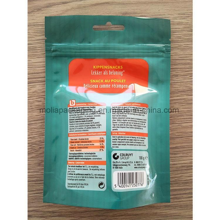 Plastic Packaging Bags/Custom Printing Stand up Pouch for Pet Food Pet and Cat Food with Zipper 100g