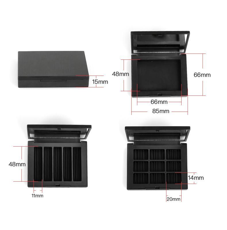 Wholesale 1 Color 5 Color 9 Color Black Eye Shadow Container Custom Printed Empty Blush Palette with Mirror