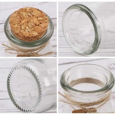 High Quality Empty Transparent Vial Milk 100ml 200ml Glass Jar with Cork Lid