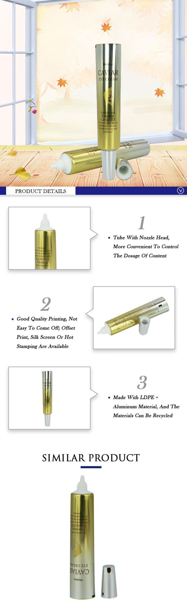 Wholesale High Quality Supplier LDPE+ Aluminum Cosmetic Packaging Nozzle Tube for Eye Cream