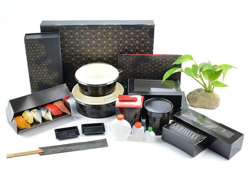 Customized Printing High Quality Food Grade Disposable Black Paper Sushi Packaging Container