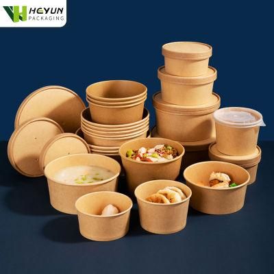 900ml Biodegradable Eco-Friendly Take out Paper Food Salad Bowl with Lid