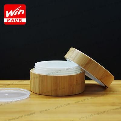 15g 30g 50g Transparent Acrylic Cream Jar with Brown Color Bamboo Cap