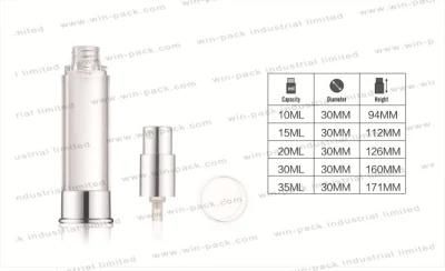 10ml 15ml 30ml 35ml Silver Skin Care Plastic Acrylic Airless Bottle with Aluminum Pump