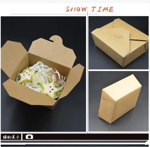 Wholesale Custom Disposable Kraft Light Food Paper Fast Food Fried Chicken Barbecue Fruit Salad Donut Takeaway Fried Rice Bento Lunch Noodle Paper Meal Box