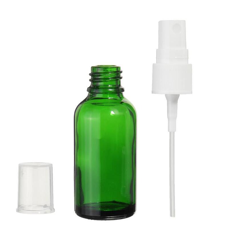 New 15ml 30ml 50ml Glass Spray Bottle Green Atomizer Refillable Bottles Vial with White Cap for Essential Oil Perfume Cosmetic