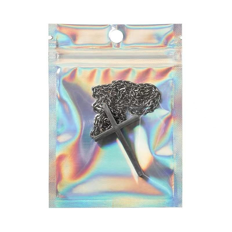 One Side Transparent Holographic Packaging Small Ziplock Mylar Hologram Packing Bags