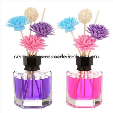 90ml Six Sides Reed Glass Diffuser Perfume Bottle with Golden Cap