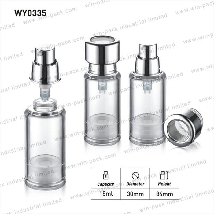 High Quality 15ml New Aluminium Silver Airless Pump Bottle for Cosmetic Lotion