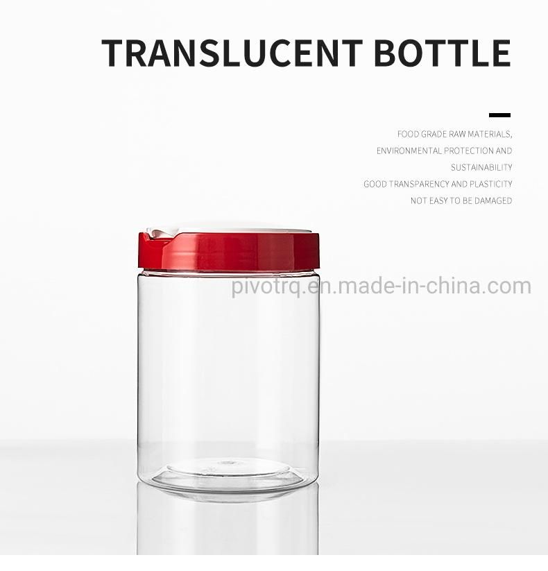 1000ml 33oz Clear Round Plastic Bottle with Plastic Flip Cap