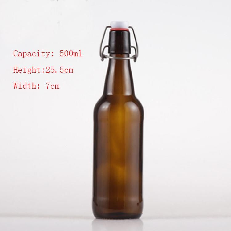 Amber Colured Empty Enzymes Beverage Juice 500ml Beer Glass Swing Top Glass Bottle