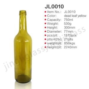 2015 Hot Selling Wine Bottle with 750ml Volume Capacity