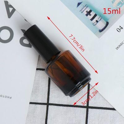 15ml Brown Glass Nail Polish Bottle Empty with a Lid Brush Empty Cosmetic Containers Nail Glass Bottles with Brush