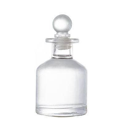 50ml 100ml 200ml Round Custom Decorative Aromatherapy Clear Perfume Reed Diffuser Glass Bottle Luxury with Rubber