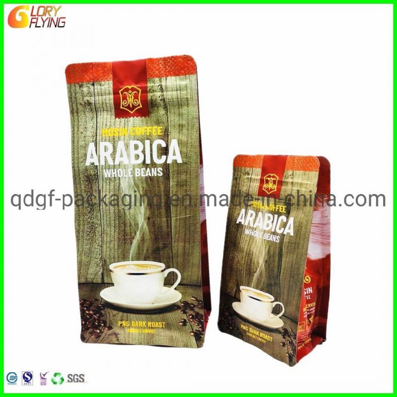 Kraft Paper Food Packaging Plastic Coffee Bag with Zipper and Valve