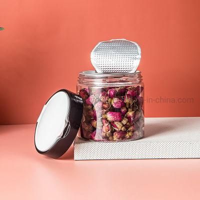 420ml Plastic Pet Custom Aluminum Cap Transparent Packaging Bottle Jars for Food Nuts Candy Cosmetic Perfume
