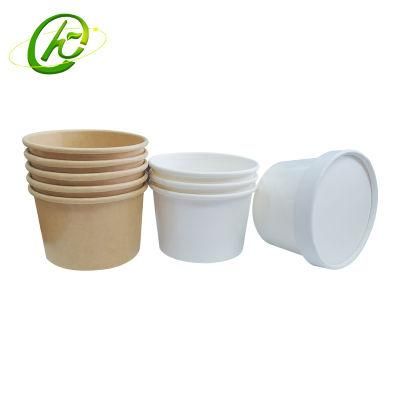 Custom Logo Printed Disposable Ice Cream Cups Paper Packaging with Lid Spoon and Dome Lid