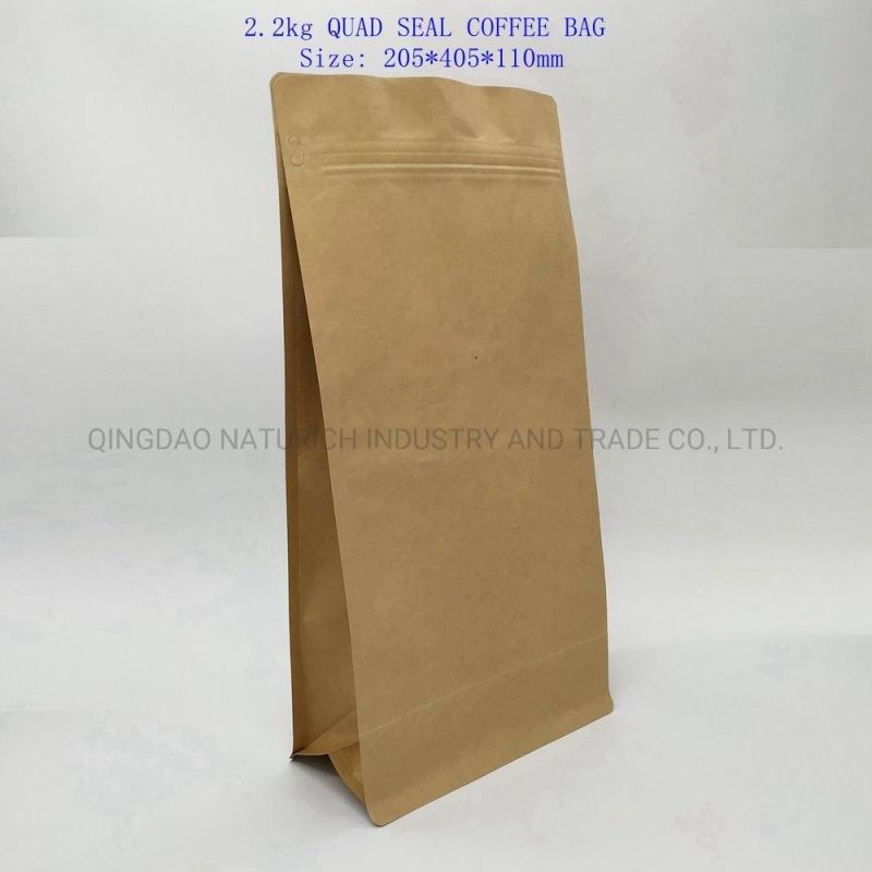 Wholesale Cheap Block Bottom 250g 500g 1000g 1kg Custom Kraft Paper Coffee Packaging Bags with Valve